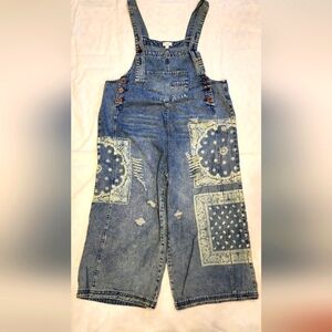 Easel Slouchy Denim Overalls